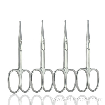 Professional Silver Color Eyebrow Nose Hair Scissors Stainless Steel Durable Beauty Trimming Tool with Customized Logo